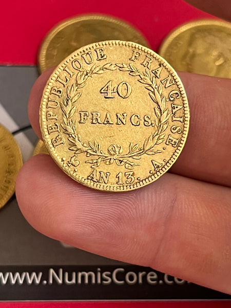 40 Francs Napoléon Empereur - An 13 A  -  Or